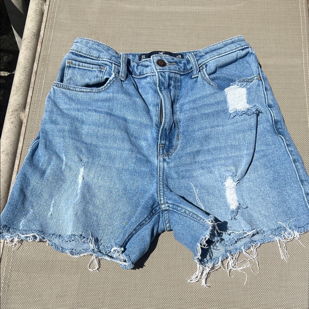 Hollister Light Blue Distressed Jean Shorts